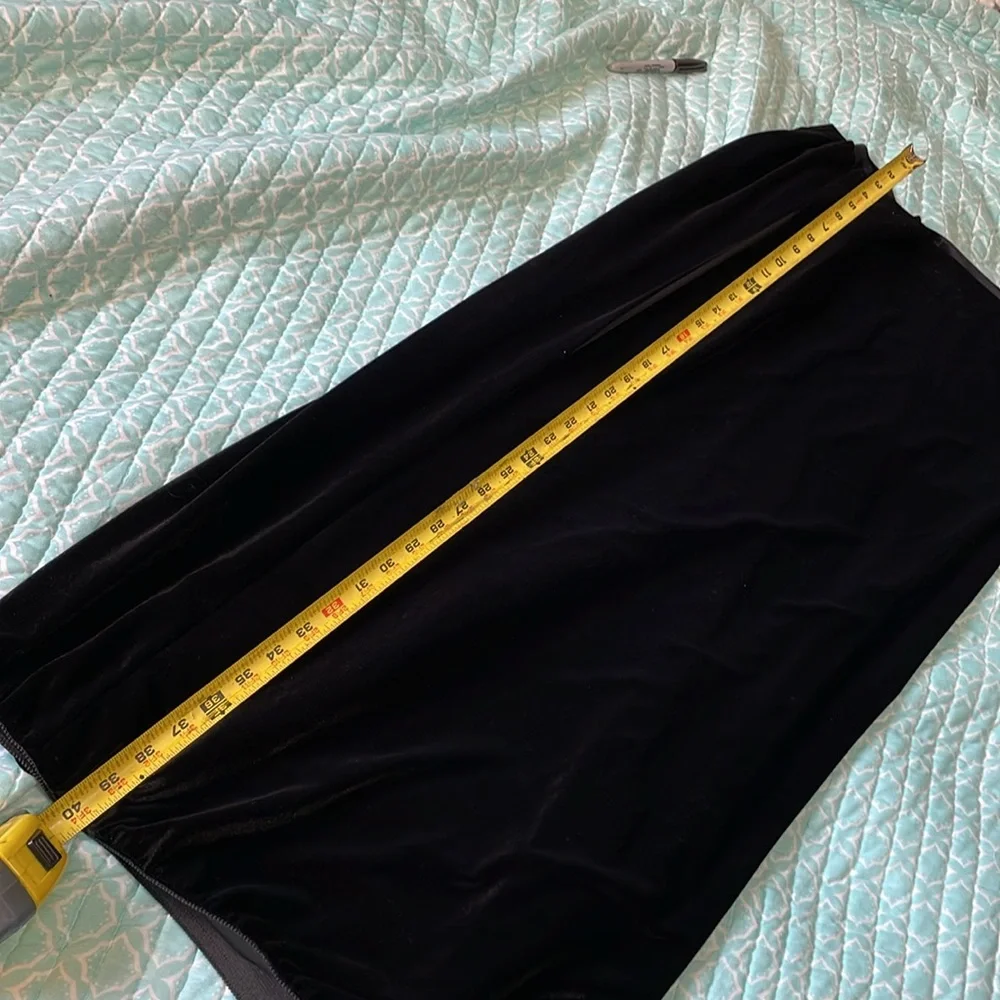 Alex evening stretch velvet column maxi skirt with front slip